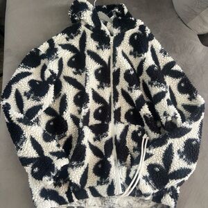 PLAYBOY Black and White Sherpa Jacket